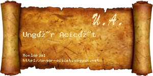 Ungár Acicét névjegykártya